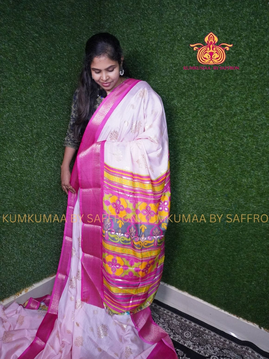 Dola Silk - COMFORTABLE FESTIVE Beautiful saree for women-BABY PINK-RANI PINK COLOUR - FOIL PRINT - ZARI BORDER - KUMKUMAA TRENDY TRADITIONAL WEAR - Comfort - Confidence - Elegance