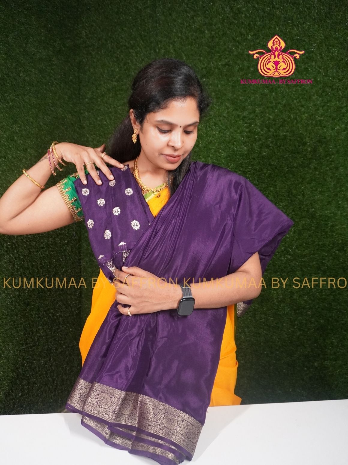 VISCOSE SAREE - PURPLE SAREE WITH GRAND WEAVING BLOUSE - PARTY WEAR - EXCLUSIVE KUMKUMAA COLLECTION-FLOWY MATERIAL- CHIC AND GORGEOUS
