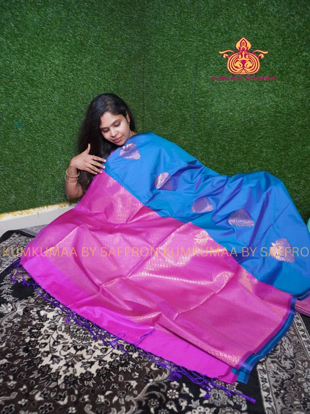 SOFT SILK - BLUE -PINK ELEGANT FESTIVE Beautiful saree for women -ZARI WEAVING- KUMKUMAA SPECIAL SOFT SILK SAREE - TRADITIONAL AND FESTIVE