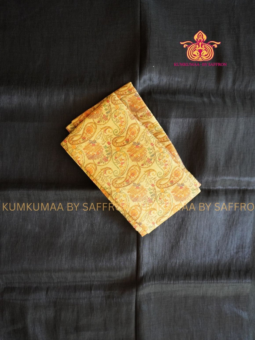 TISSUE  SILK - BLACK SAREE WITH BLOUSE AND EXTRA BLOUSE - KUMKUMAA EXCLUSIVE
