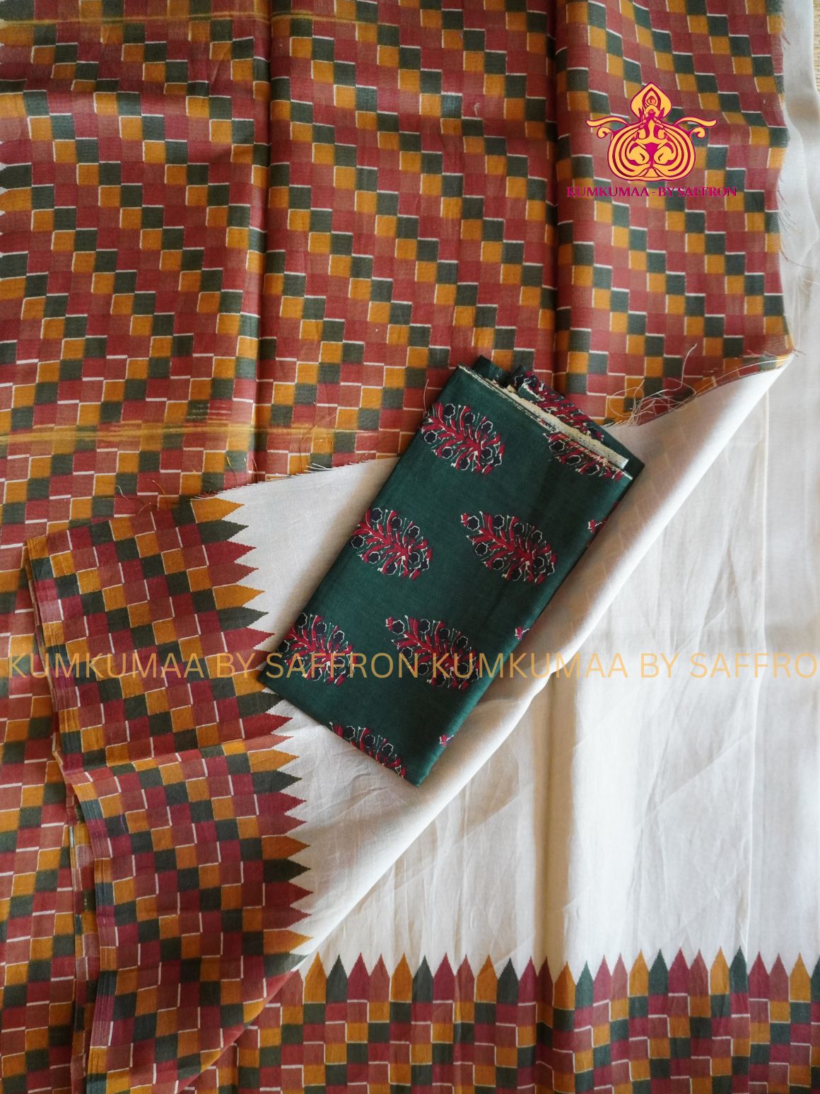 FANCY SAREE - BEIGE WITH CHECKS- PLAIN BODY WITH FANCY BORDER- TRENDY WEAR SAREE- Beautiful saree for women - KUMKUMAA FANCY FOR ALL OCCASION