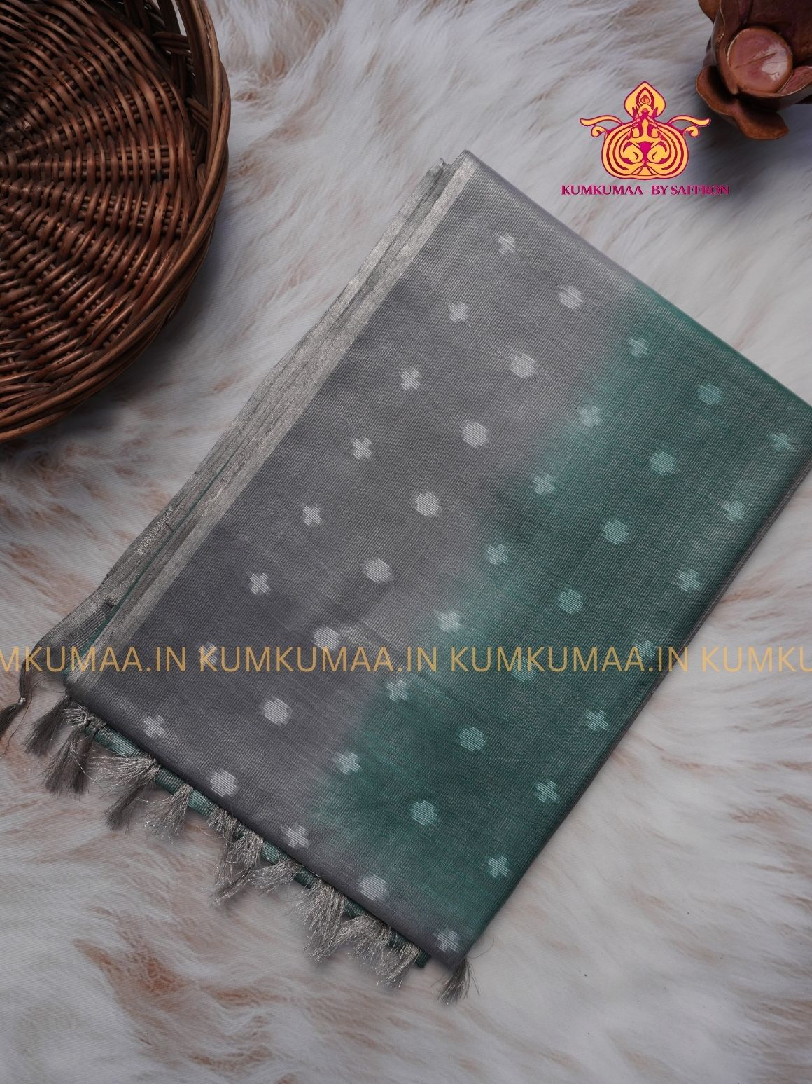 FANCY SAREE - SILVER AND TURQUOISE - GOLD PRINTS ALL OVER- TRENDY WEAR SAREE- Beautiful saree for women - KUMKUMAA FANCY FOR ALL OCCASION