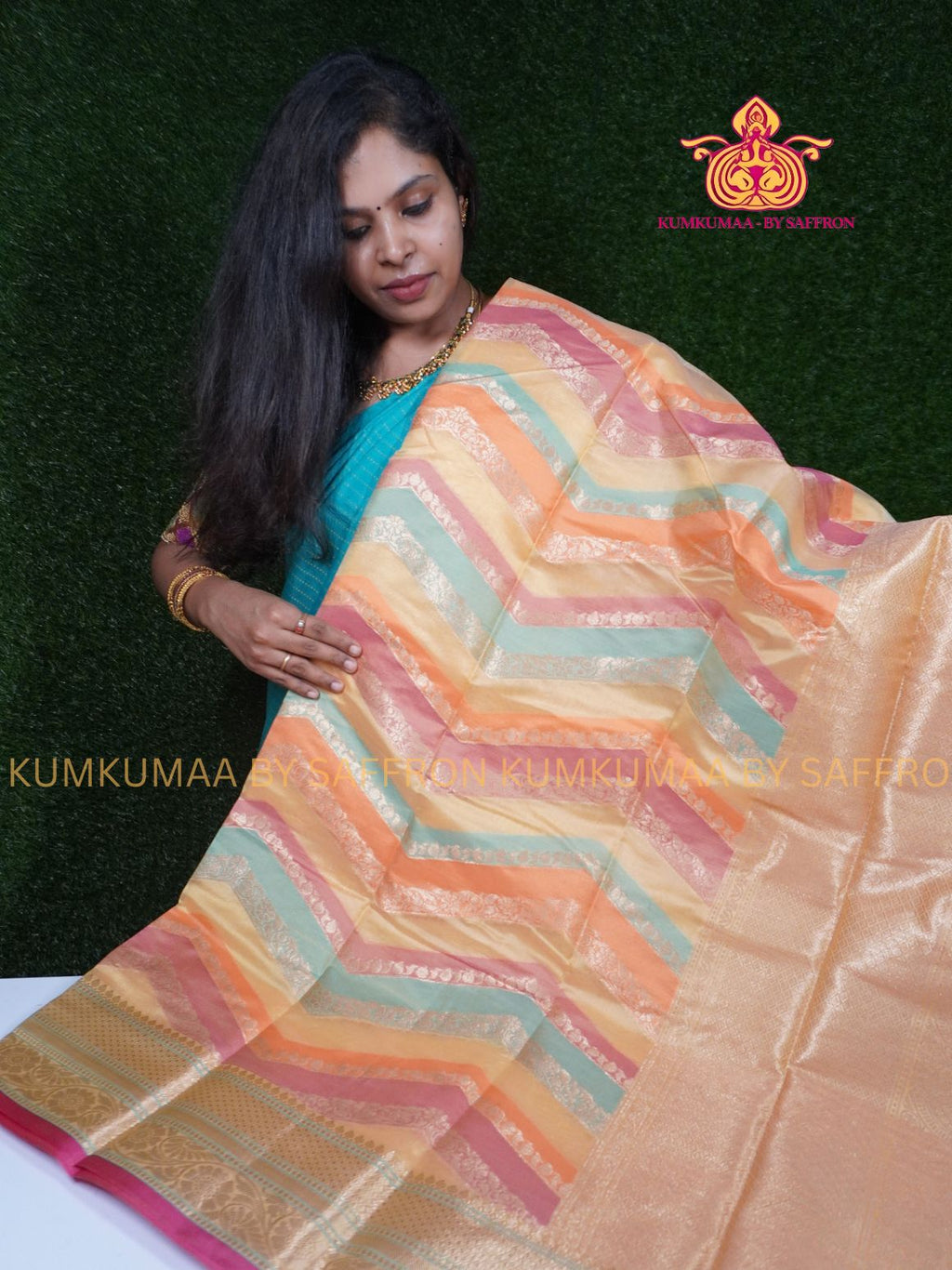 FANCY SAREE - MULTI COLOUR STRIPPED SAREE - ZARI ZIG ZAG STRIPES DESIGN - TRENDY TEMPLE WEAR SAREE- Beautiful saree for women - KUMKUMAA FANCY FOR ALL OCCASION