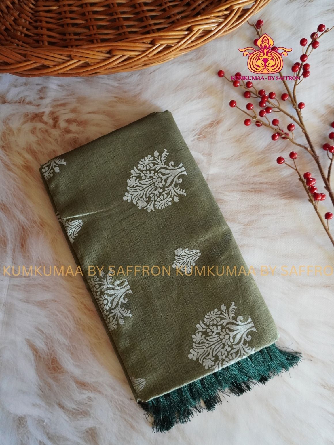 FANCY SAREE - OLIVE GREEN WITH WHITE PRINT SAREE - MALAI SILK SAREE- TRENDY WEAR SAREE- Beautiful saree for women - KUMKUMAA FANCY FOR ALL OCCASION