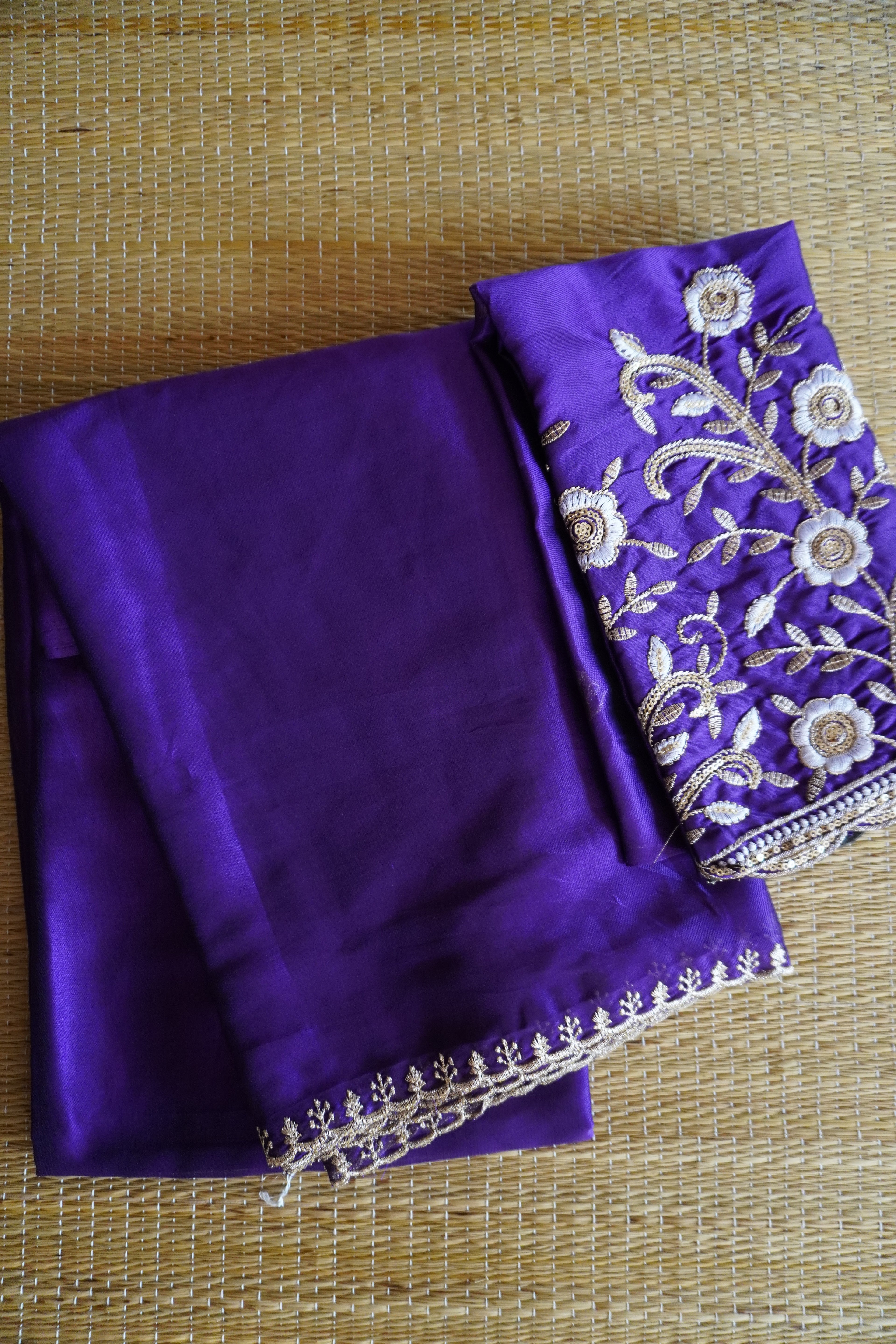 CHIFFON - PURPLE SAREE WITH EMBROIDERY BLOUSE - PARTY WEAR - EXCLUSIVE KUMKUMAA COLLECTION-FLOWY MATERIAL- CHIC AND GORGEOUS